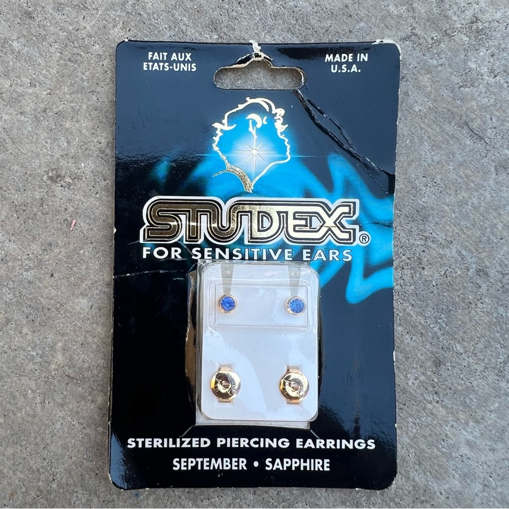 Studex for Sensitive Ears - Sapphire September- 24k Gold Plated